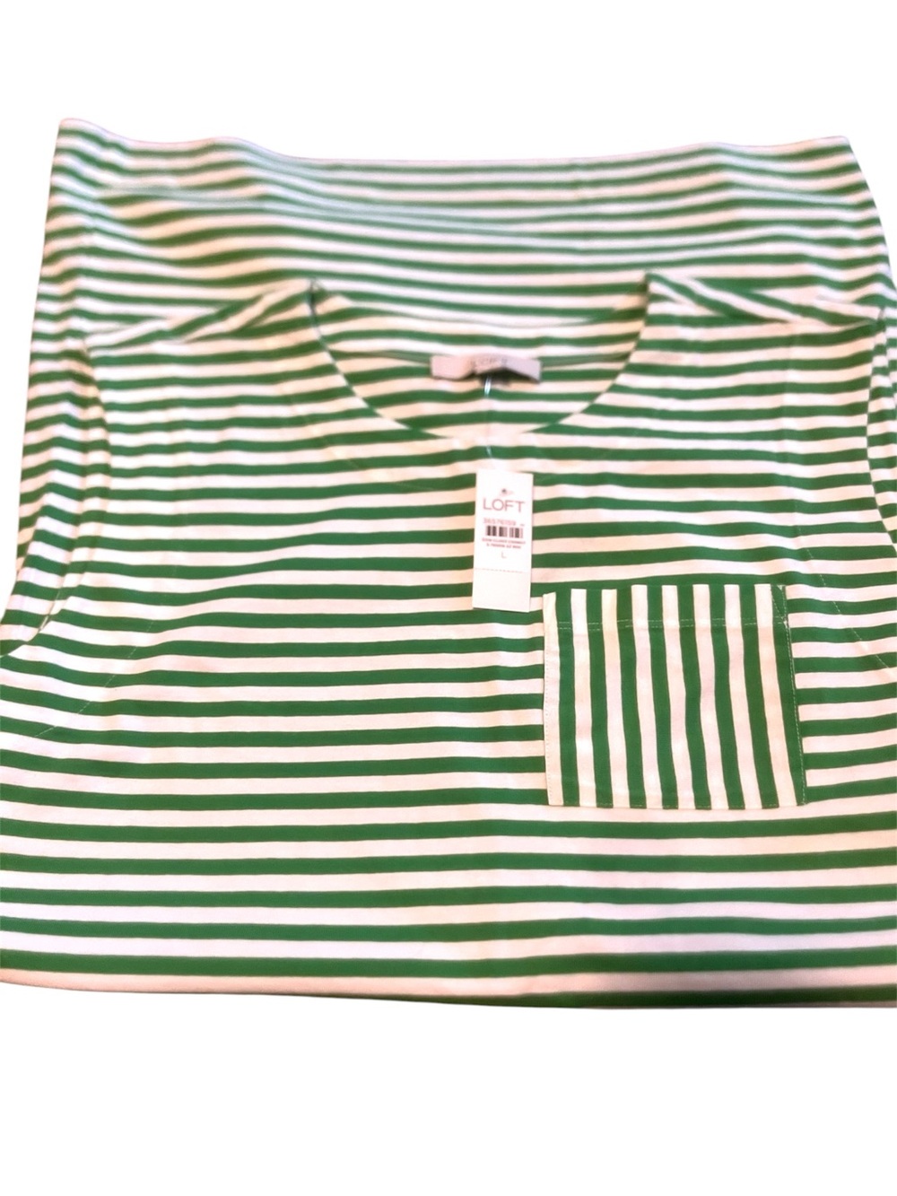 NWT-LOFT Striped Pocket Muscle Tee Dress-Large - Picture 6 of 8